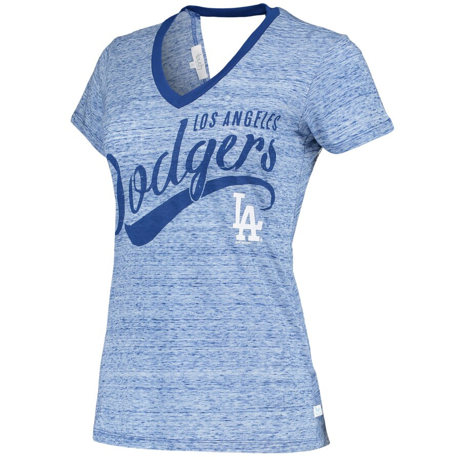 Women's Los Angeles Dodgers Touch Royal Hail Mary V-Neck Back Wrap T-Shirt | MLB Shop