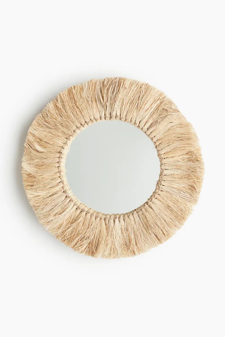 Mirror with Straw Frame - Light beige - Home All | H&M US | H&M (US + CA)