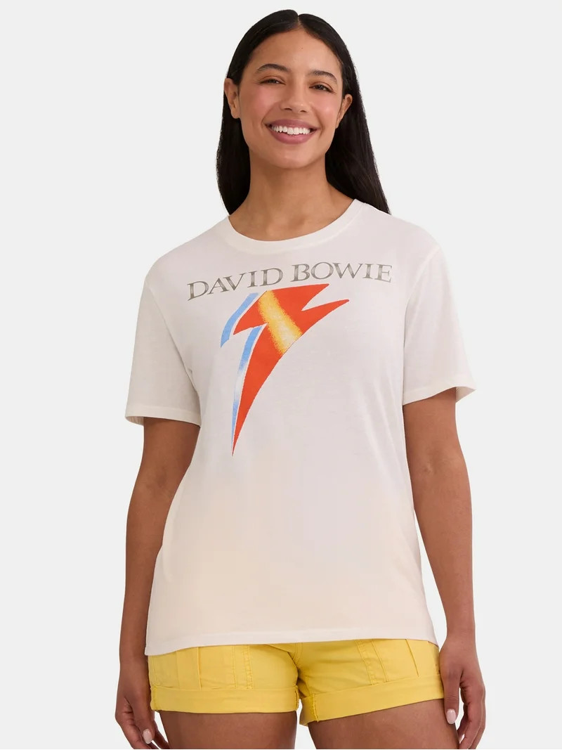 Time and Tru Women's Bowie Bolt Graphic Tee, Sizes XS-XXXL | Walmart (US)