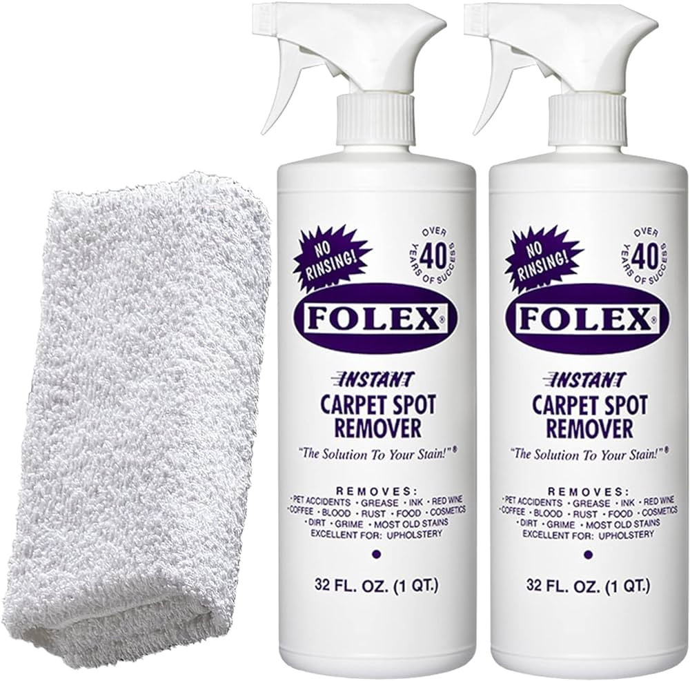 2 Bottles of FOLEX Instant Carpet Spot Remover + 1 Daley Mint Cleaning Cloth | Instant Rug, Uphol... | Amazon (US)