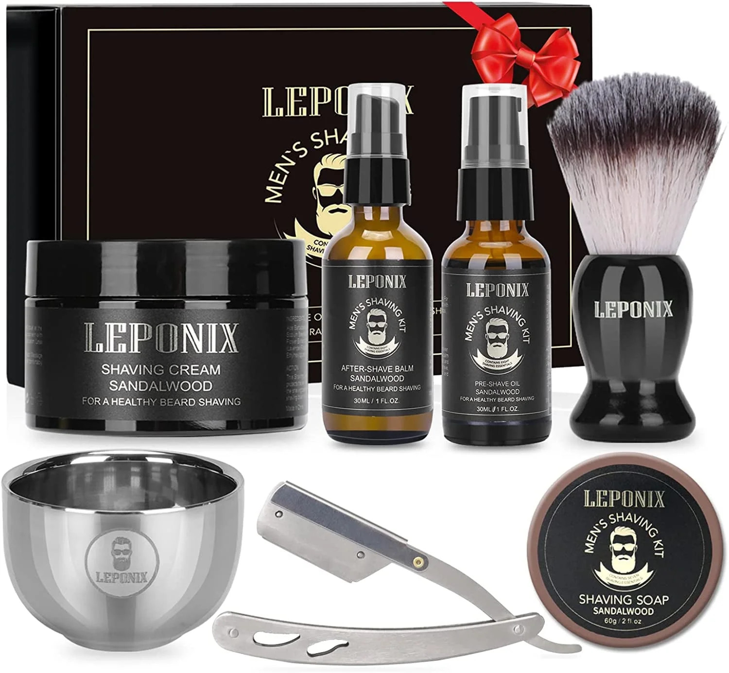 LEPONIX Shaving Kit for Men, Include Straight Razor, Sandalwood Shaving Cream, Mens aftershave Ba... | Walmart (US)