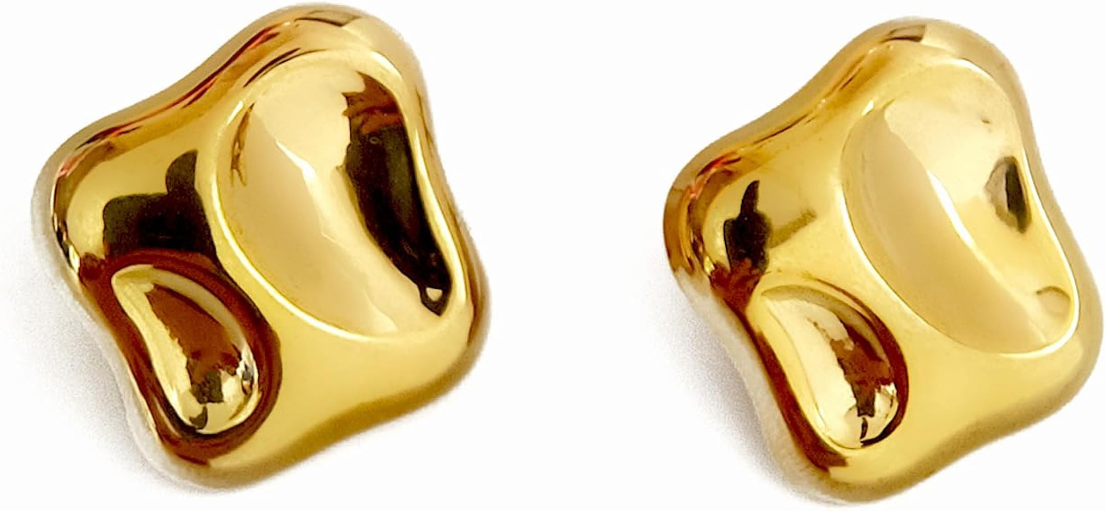 14K gold plated chunky alloy stud earrings for women trendy statement earring for jewelry gifs | Amazon (US)