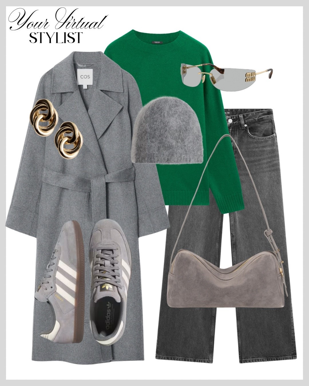 Clean lines, rich textures, and a pop of emerald green—this is the cool-girl uniform of the season. Paired with grey denim, a soft wool beanie, and iconic suede sneakers, it’s the kind of everyday chic that looks expensive without trying. Your new go-to winter formula.

#LTKwinter #LTKbag #LTKworkwear