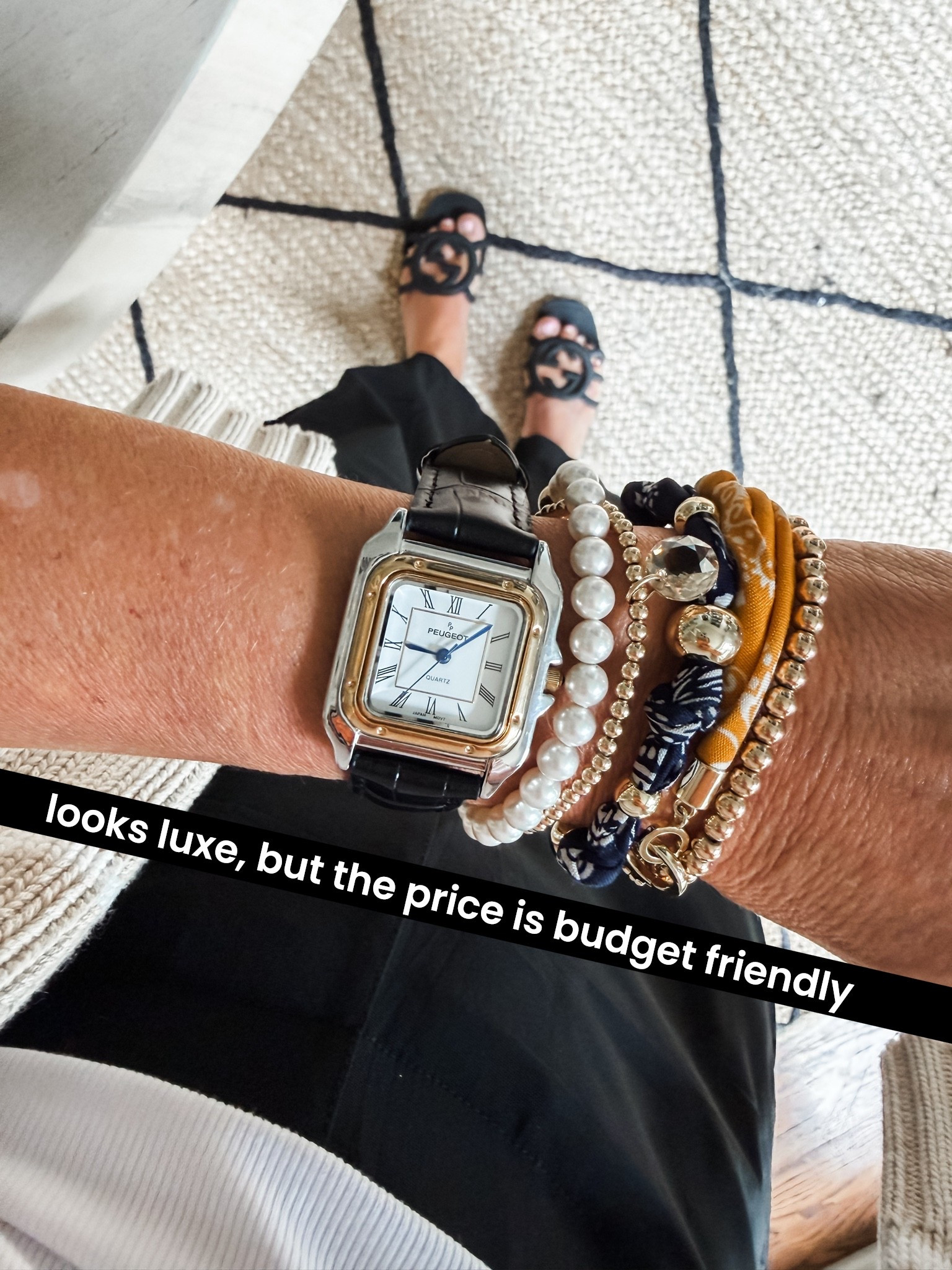 Amazon watch-
seriously looks so high end
arm party, bracelets, amazon pants, Gucci sandals
high low mix

#LTKOver40 #LTKSaleAlert #LTKootd