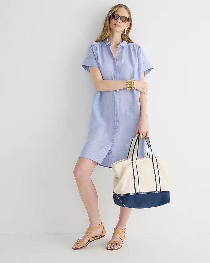 Petite relaxed-fit short-sleeve Baird McNutt Irish linen shirtdress | J.Crew US