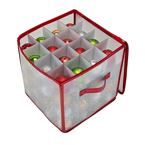 Simplify 64 Count Ornament Storage Box | Plastic | Decorative Organizer | Storage Bin | Red | L12 x W12 x H12 | Amazon (US)