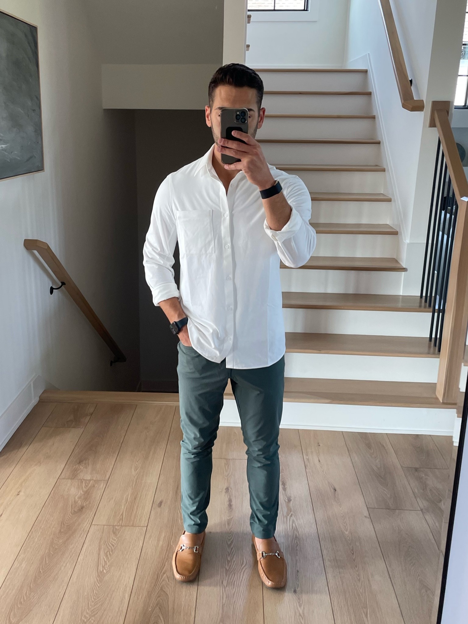 Outfit of the Day! Pants I’m wearing a 30x32 color smoked spruce, top in a medium, shoes are tts! #outfitsfordudes #mensstyle