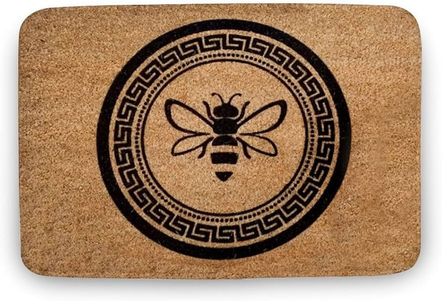 Bee Pattern Doormat, Round Logo Outdoor Doormat, Doormat, Bee Doormat, Housewarming Gift Doormat,... | Amazon (US)