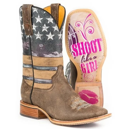 Women’s Tin Haul American Woman Boots W Shoot Like A Girl Sole Handmade Brown | Walmart (US)