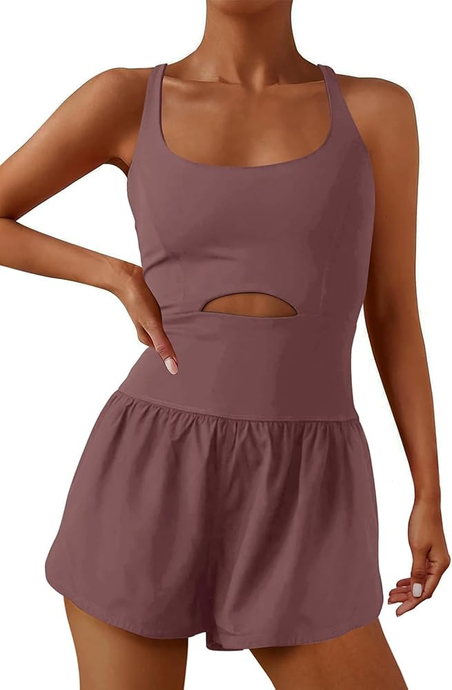 ReachMe Womens Running Onesie Workout Rompers Athletic Romper One Piece Outfits Exercise Jumpsuit... | Amazon (US)