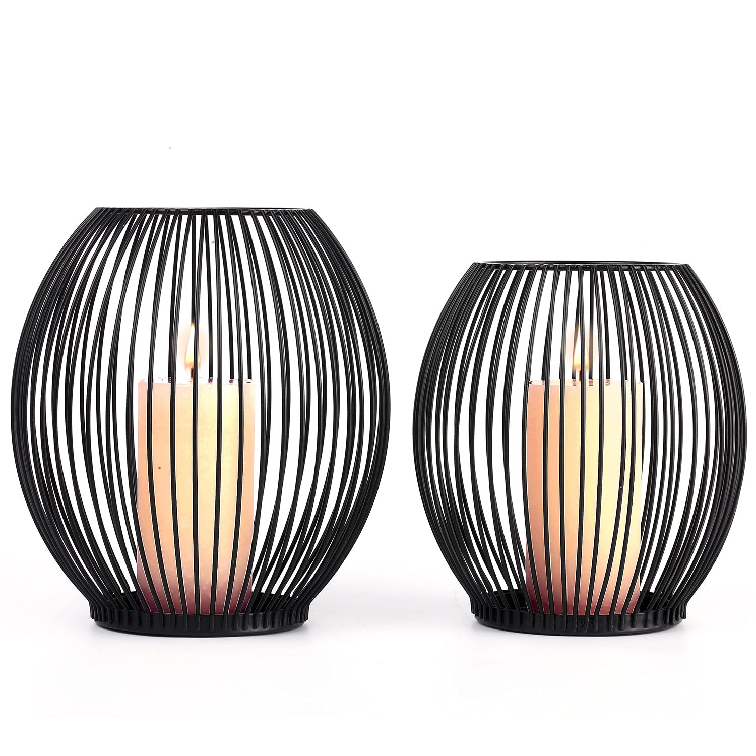 OLEEK Outdoor Candle Holder Decor Set - Black Candle Holder - Candles Holders for Table Centerpie... | Amazon (US)