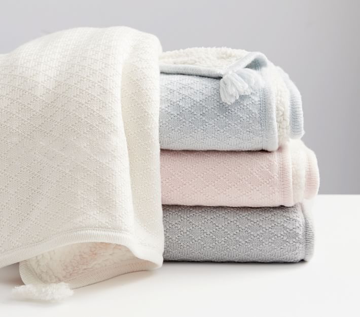 Luxe Cable-Knit Sherpa Baby Blanket | Pottery Barn Kids
