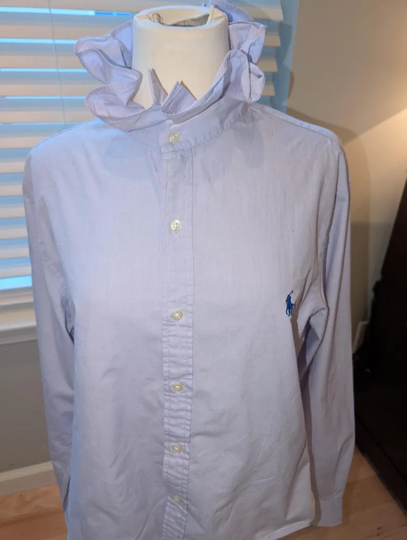 Upcycled POLO/Ralph Lauren Oxford with Ruffle Collar (L) | Etsy (US)