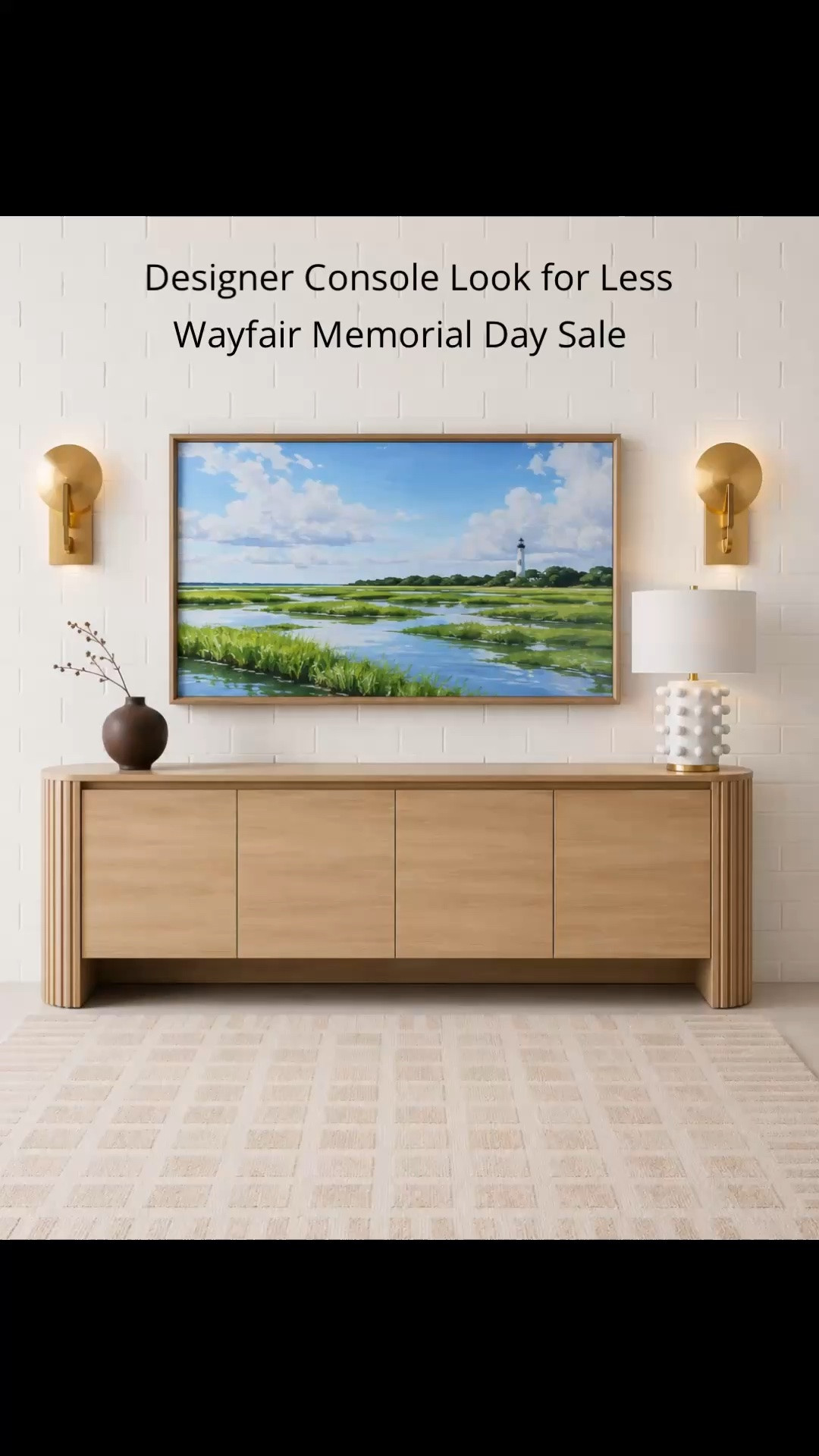 Designer inspired wood media console styled three different ways 🤍 This Wayfair console looks high end for less and is part of the Memorial Day sale. Perfect for living room styling, entryway decor, or a modern organic media setup.

Sharing all three looks so you can see how versatile this piece is — from warm minimal to layered neutral styling.

Save for later, follow me on LTK, and tap the bell to subscribe for daily home decor, Amazon finds, and styling ideas.

#LTKHome #LTKSaleAlert