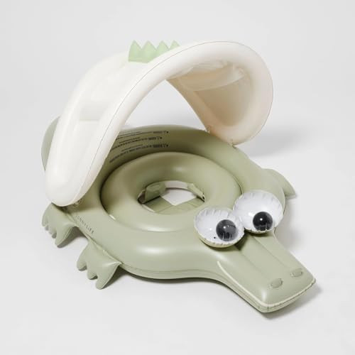 SUNNYLiFE Baby Float - Cookie The Croc Khaki. Designed for Babies Aged 1-2 or 24-33lbs. with Removable Sun Canopy, Soft Leg Supports and Inflatable Head Rest for Comfort. Durable Non-Toxic PVC | Amazon (US)