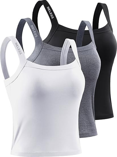 NELEUS Women's 3 Pack Athletic Compression Tank Top with Sport Bra Running Shirt | Amazon (US)