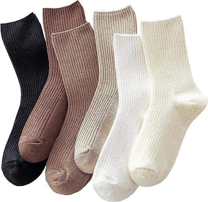 Womens Cute Crew Socks Casual Athletic Aesthetic Socks Neutral Cotton Socks for Women Granola Gir... | Amazon (US)
