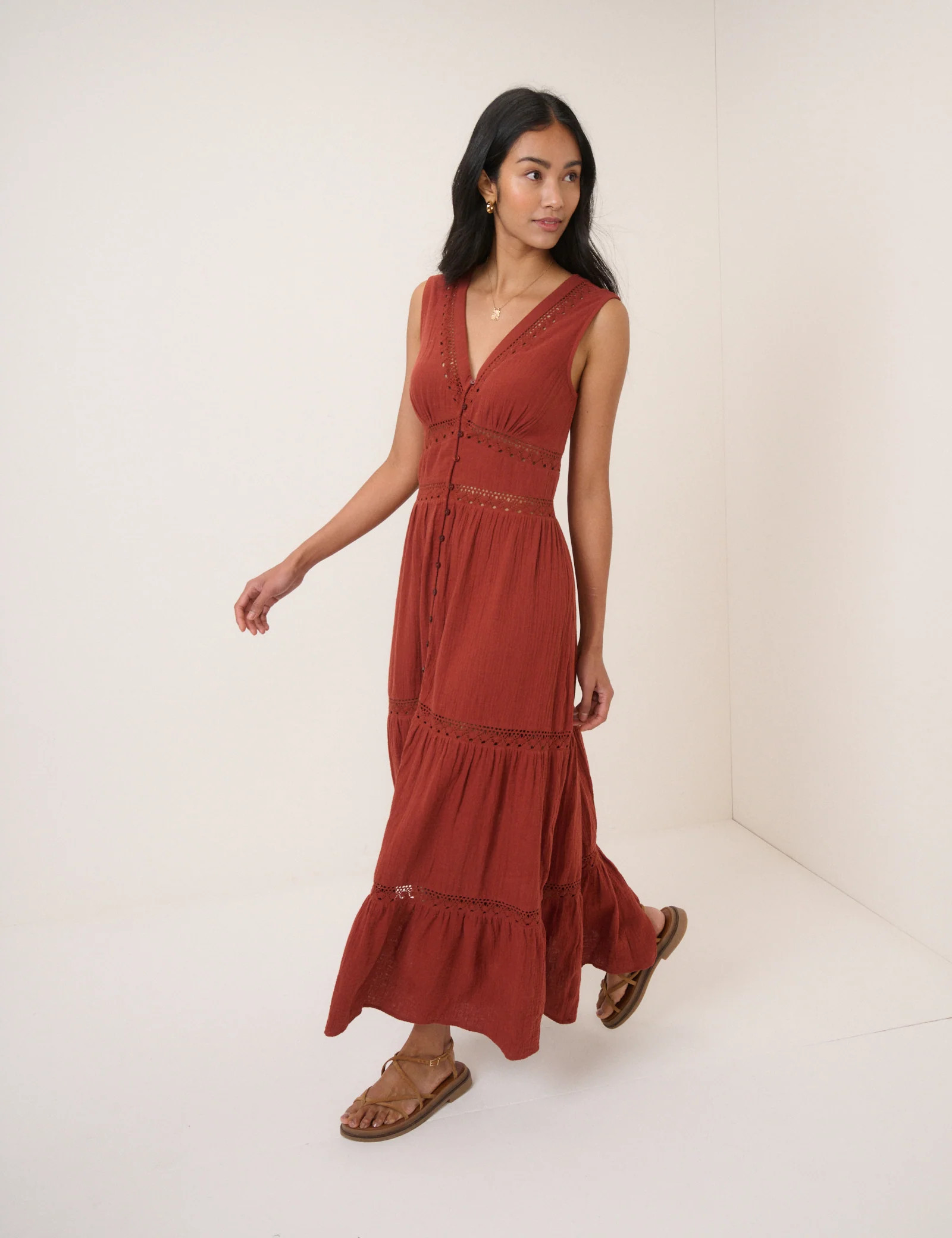 Orange Broderie Anglaise Wrena Midi Dress | Nobody's Child