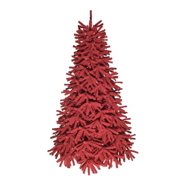 5' Pre-Lit Red Flocked Jack Pine Christmas Tree, 702 Tips, UL 450 Red Lit, BM5 Stand, Dia 38" | Wayfair Professional