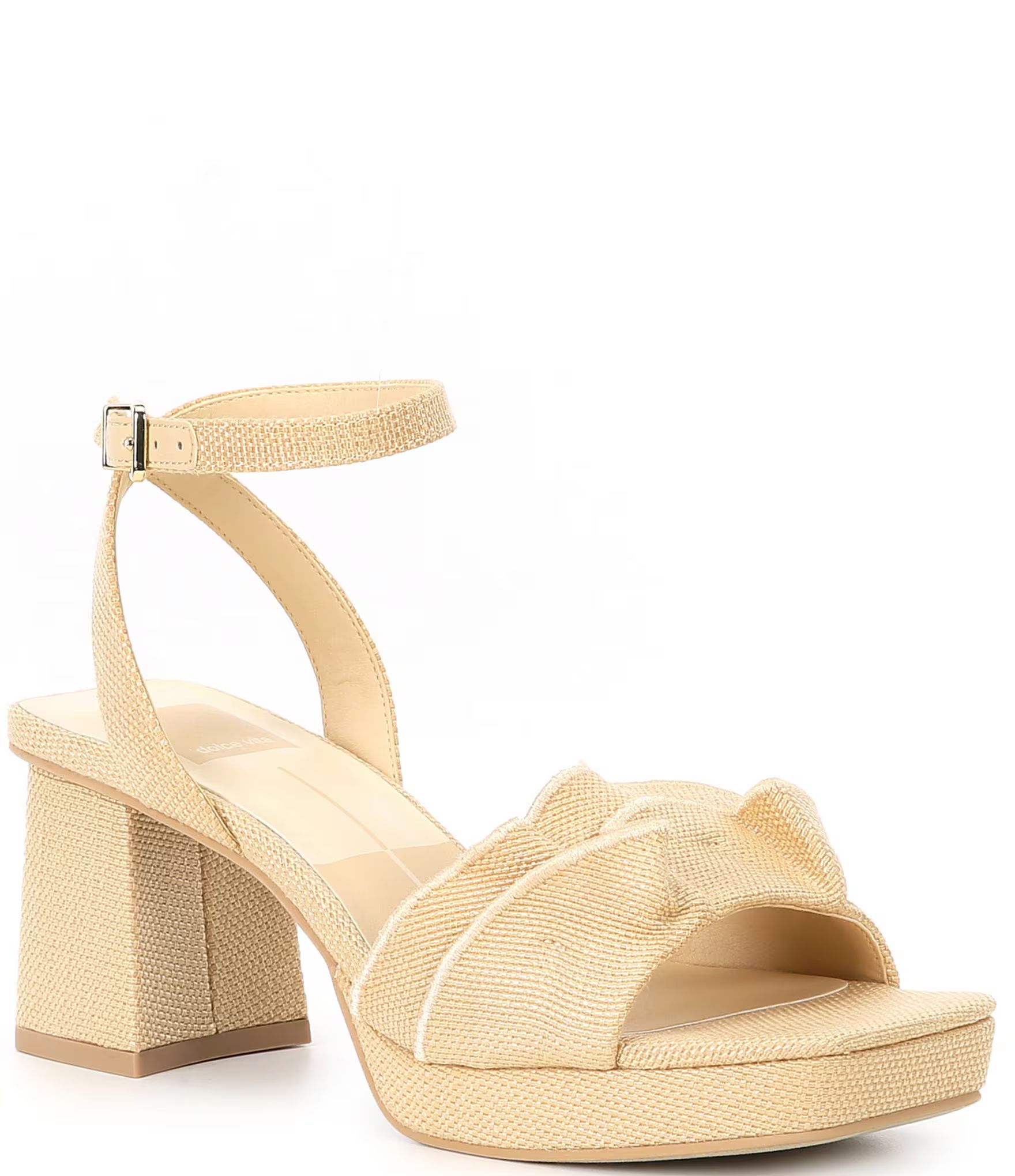 Dolce Vita Cheer Raffia Ruffle Ankle Strap Platform Sandals | Dillard's | Dillard's