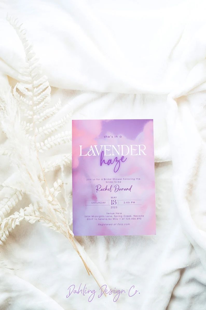 Lavender Haze Bridal Shower Invitation Template, Purple Bridal Shower Invite, Cloud Shower Invita... | Etsy (US)