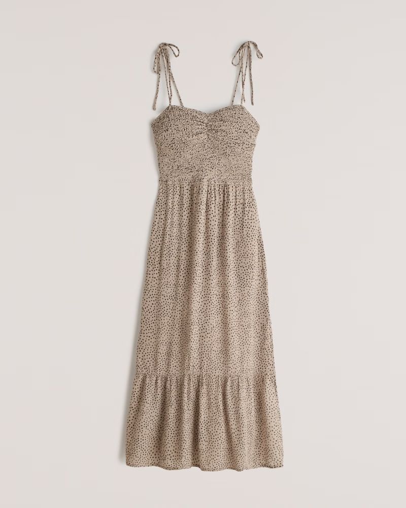 Tiered Smocked Midi Dress | Abercrombie & Fitch (US)