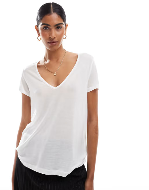 ASOS DESIGN relaxed v neck t-shirt in white | ASOS (Global)