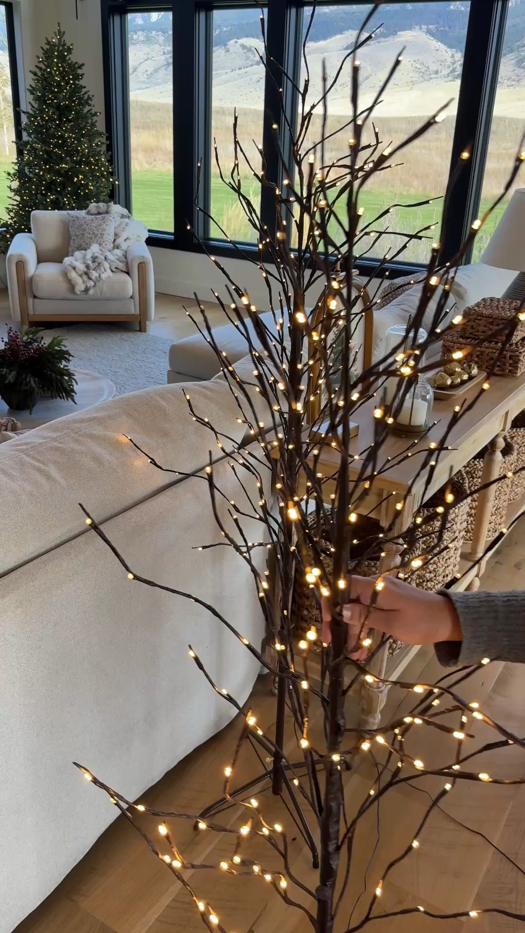 These twinkle trees are such a pretty little Christmas touch! ✨🎄 They come as a set of three and add the perfect soft glam glow to our living room. I love how they make the space feel festive and cozy without being too much. 🤍

#LTKHome #LTKSeasonal #LTKmomlife