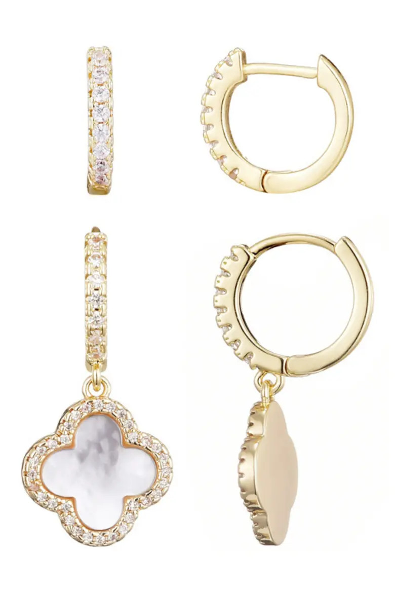 Adornia Set of 2 Halo Mother-of-Pearl Hoop Earrings (Women) | Nordstromrack | Nordstrom Rack
