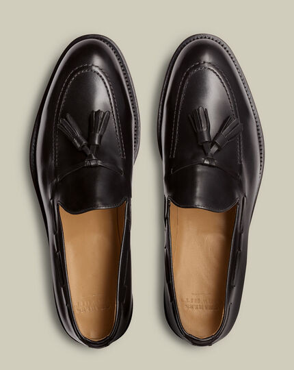 Leather Tassel Loafers - Black | Charles Tyrwhitt
