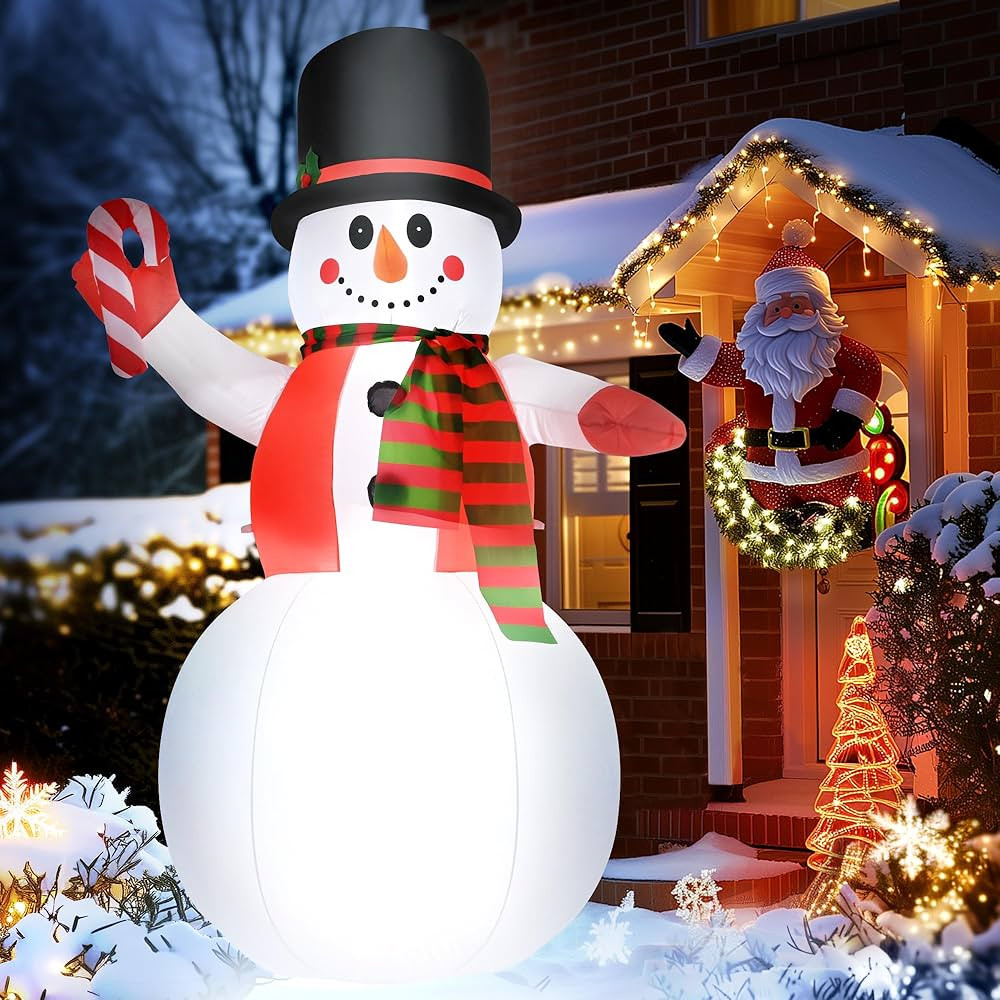 8 FT Christmas Inflatable Snowman Outdoor Decorations, Blow up Snowman Wearing Hat, Xmas Decor fo... | Amazon (US)