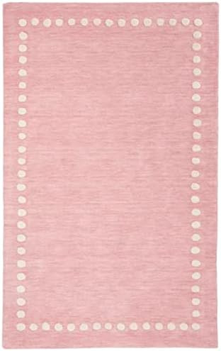 SAFAVIEH Kids Collection Area Rug - 5' x 8', Pink, Handmade Polka Dot Border Wool, Ideal for High... | Amazon (US)
