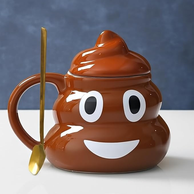 Funny Poop Coffee Mug with Spoon, Ceramic Coffee Cup with Lid and Handle, 400ML Unique Mug for Me... | Amazon (US)