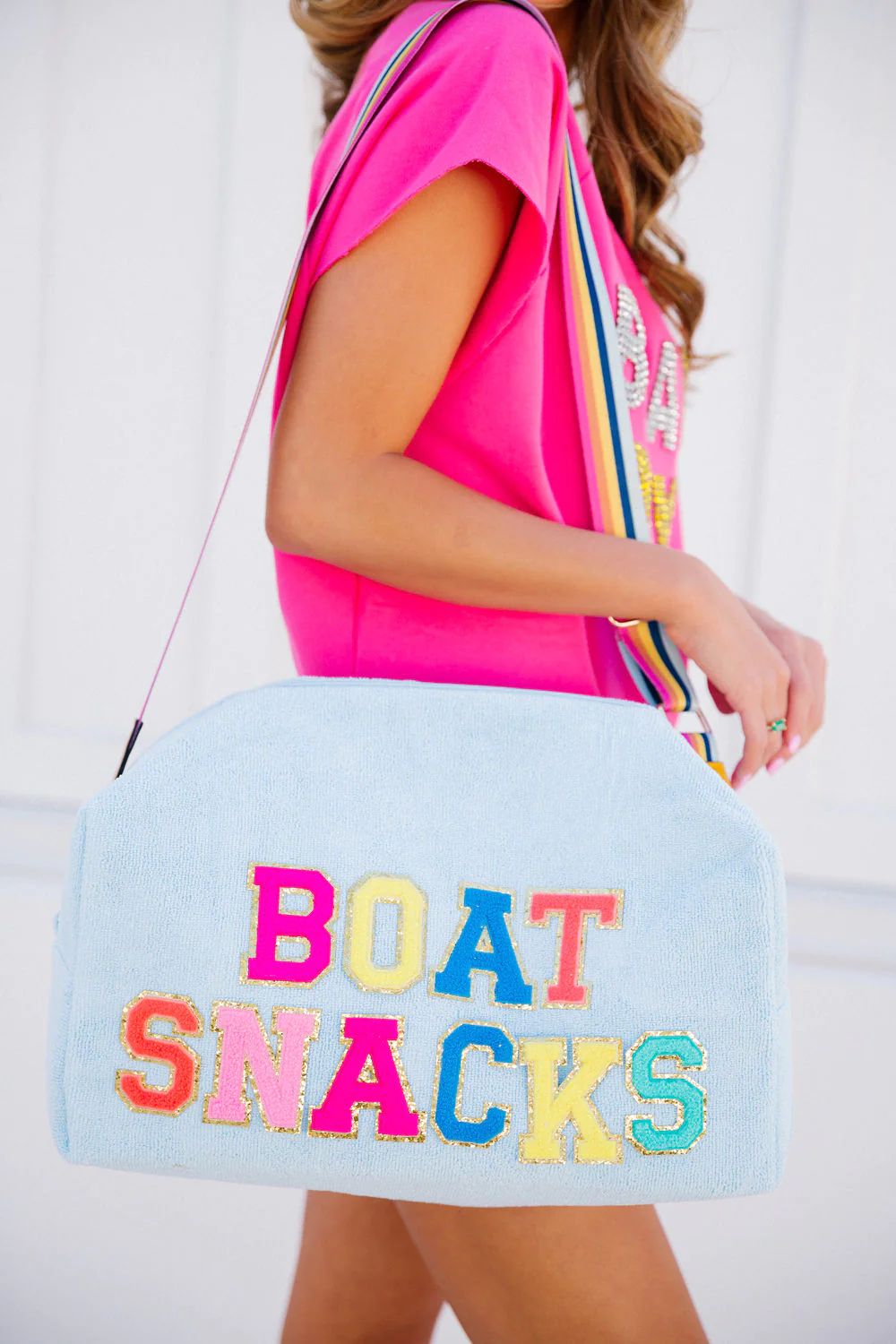 BOAT SNACKS LIGHT BLUE LARGE TERRY CLOTH BAG | Judith March