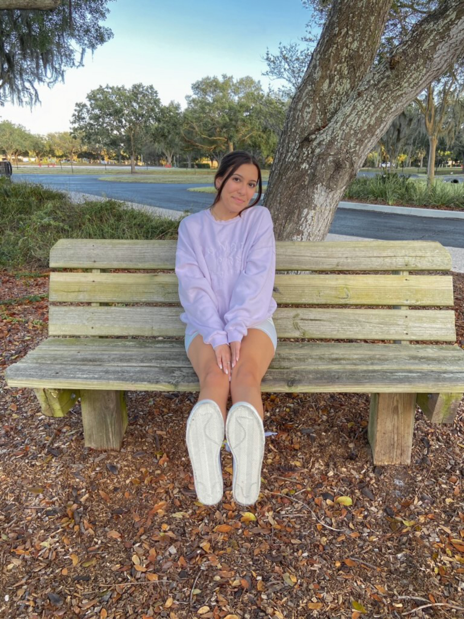 Pink pullover sweater, white biker shorts, causal and comfy outfit 

#LTKstyletip #LTKfit #LTKFind