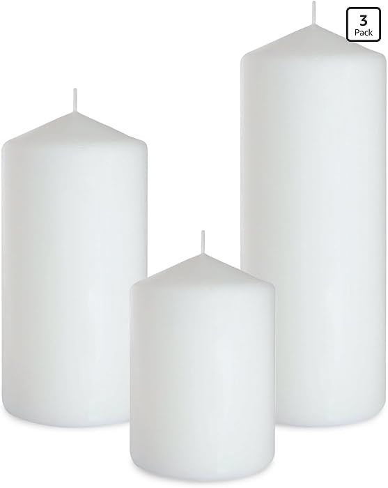 Set of 3 Different Sizes White Pillar Candles, Dripless Unscented 3x4 3x6 3x8 Inch Large Cylinder... | Amazon (US)