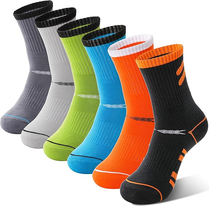 Sandsuced 6 Pairs Kids Boys Socks Athletic Basketball Sport Youth Crew Cotton Soft Breathable Soc... | Amazon (US)