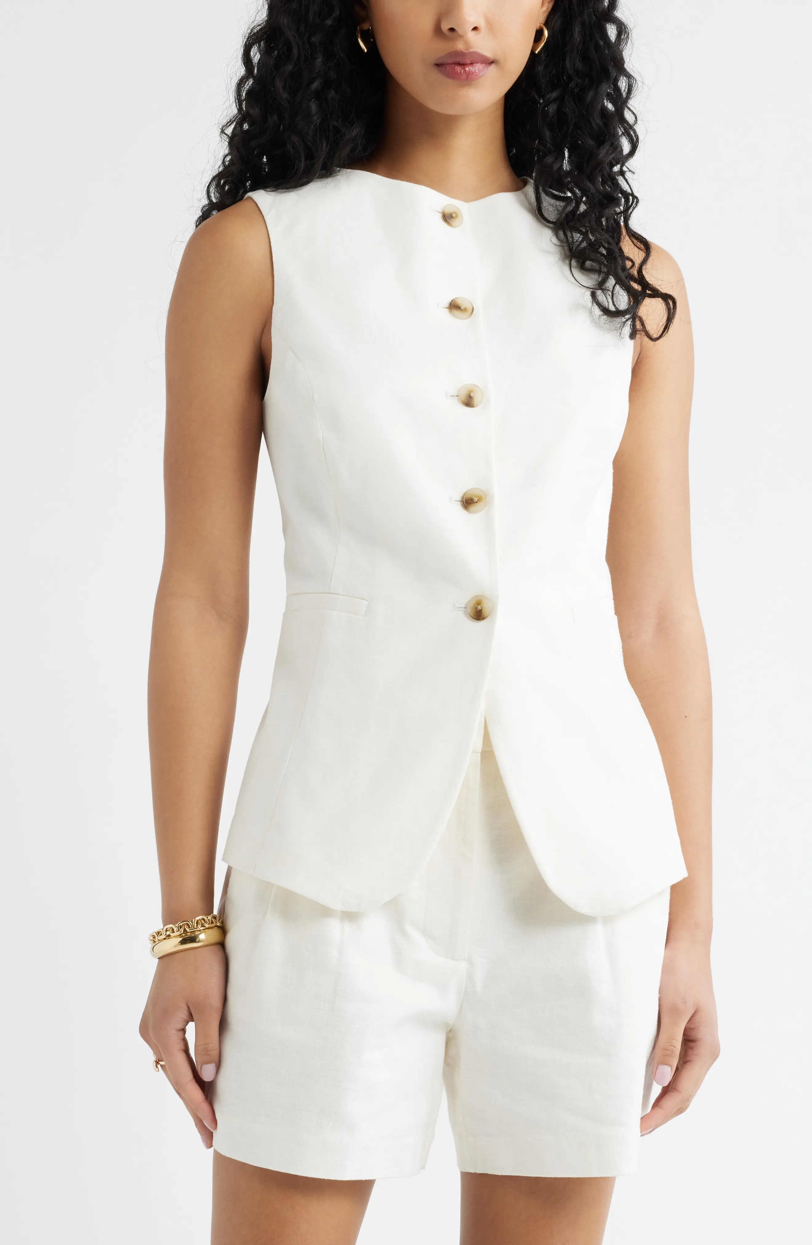 Linen Blend Vest (Women) | Nordstrom | Nordstrom