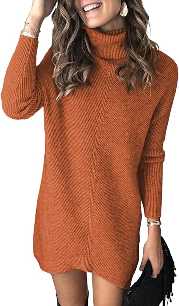 AZOKOE Women Slim Fit Knit Bodycon Mini Sweater Dress Jumper | Amazon (US)