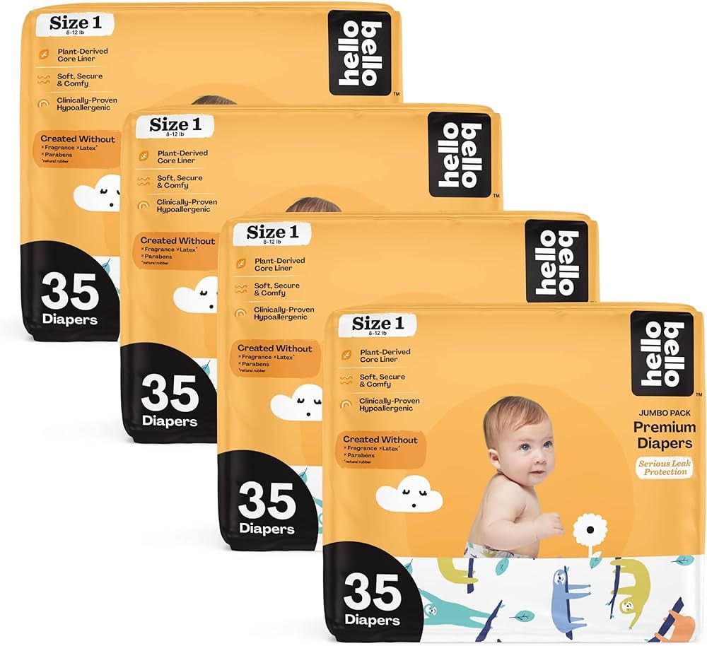 Hello Bello Baby Diapers - Size 1 - Sleepy Sloths - 35 Count (Pack of 4) | Amazon (US)