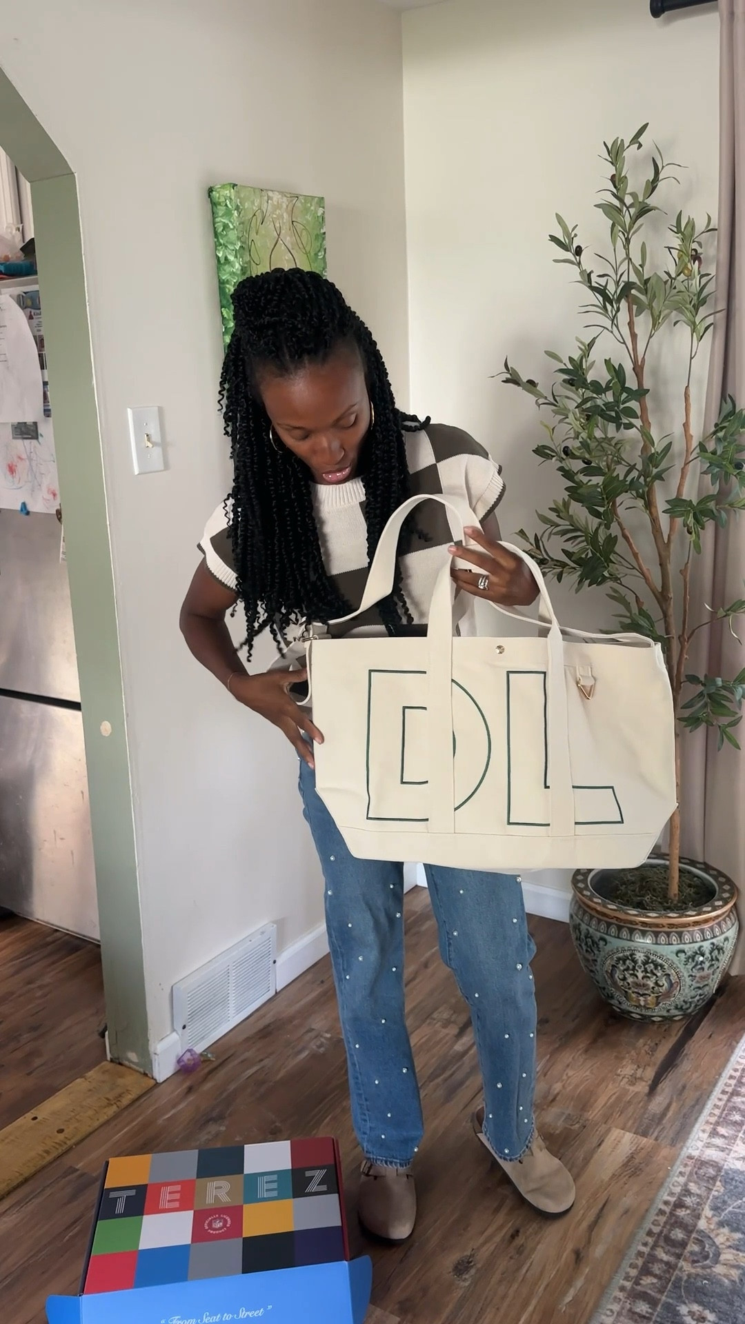 BaubleBar tote and Eagles bag charm