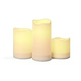 Ivory Solar Flameless Pillar Candles, Rechargeable, Warm White LEDs, Outdoor Use, Batteries Included | Amazon (US)