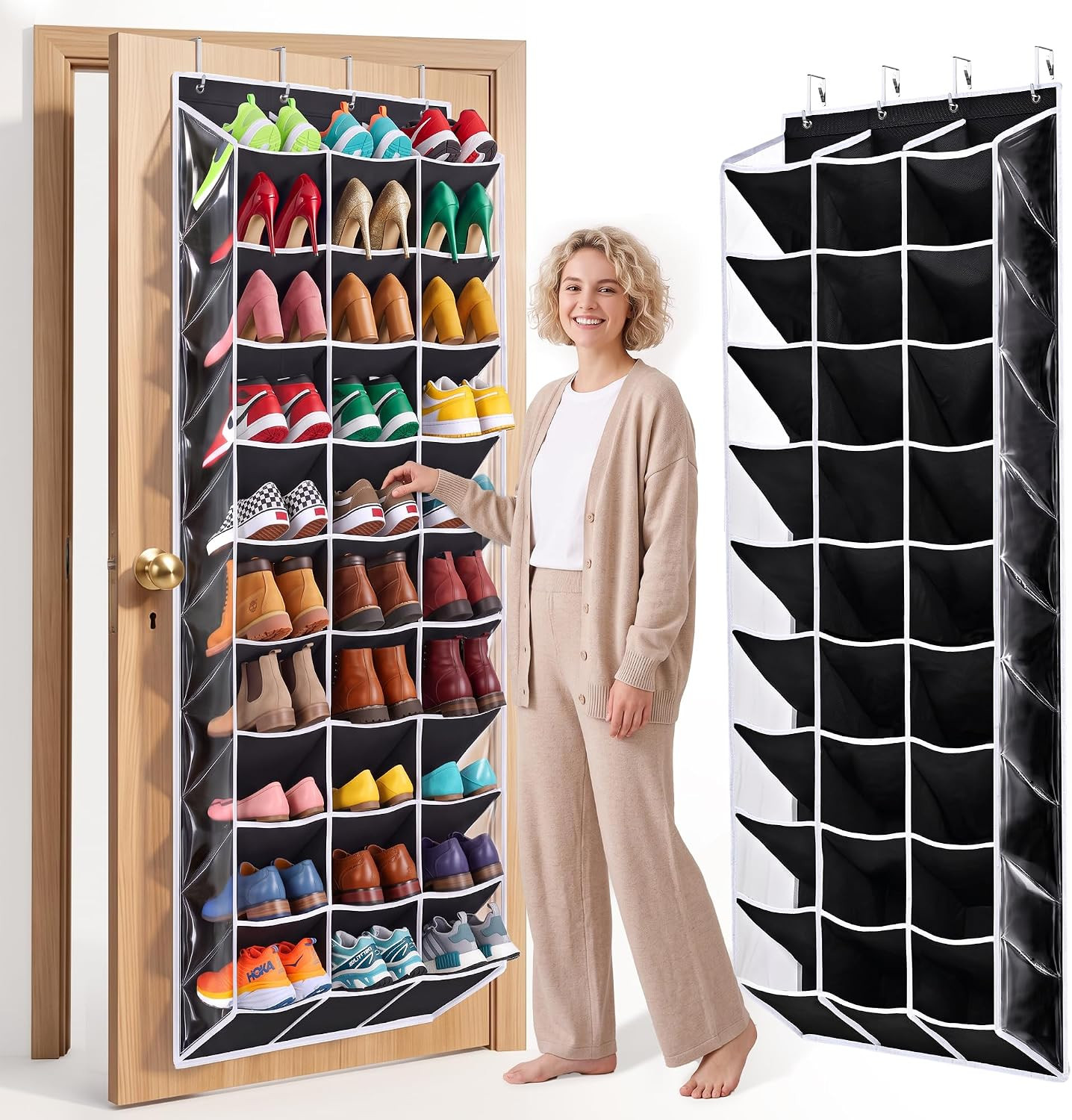 30-60 Pairs Over the Door Shoe Organizer, Shoe Rack for Closet, Black | Amazon (US)