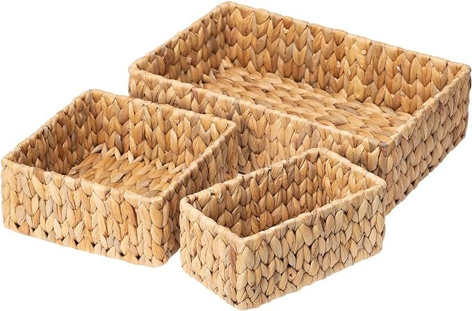 FairyHaus Wicker Baskets for Organizing 3Pack, Large and Small Wicker Storage Baskets Set, Decora... | Amazon (US)