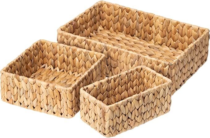 FairyHaus Wicker Baskets for Organizing 3Pack, Large and Small Wicker Storage Baskets Set, Decora... | Amazon (US)