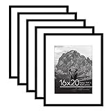 Americanflat 16x20 Picture Frame in Black - Set of 5 Frames - Displays 11x14 With Mat and 16x20 W... | Amazon (US)