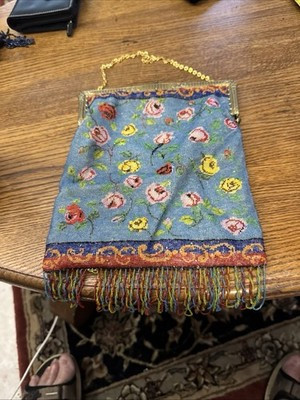 Antique Victorian Beaded Jeweled Evening Purse Fringe Panel 1890s 9”/7” | eBay | eBay US