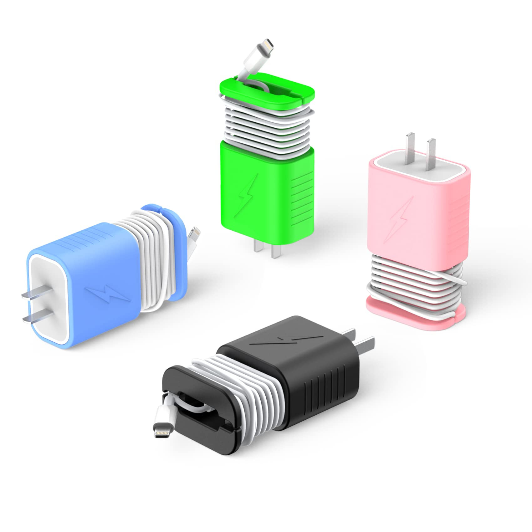 WOOPIT 2 in 1 Silicone Charger Protector,4 PCS 20w/18w Data Cable Winder Anti-Break Protection Ca... | Amazon (US)