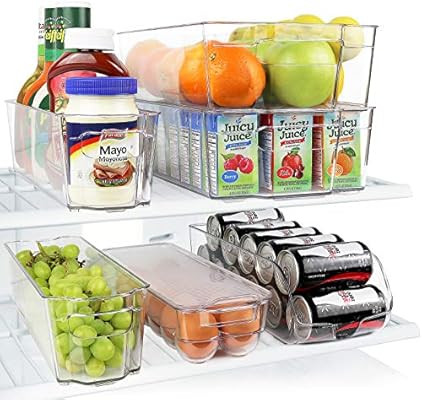 Greenco Fridge Bins, Stackable Storage Organizer Containers with Handles for Refrigerator, Freeze... | Amazon (US)