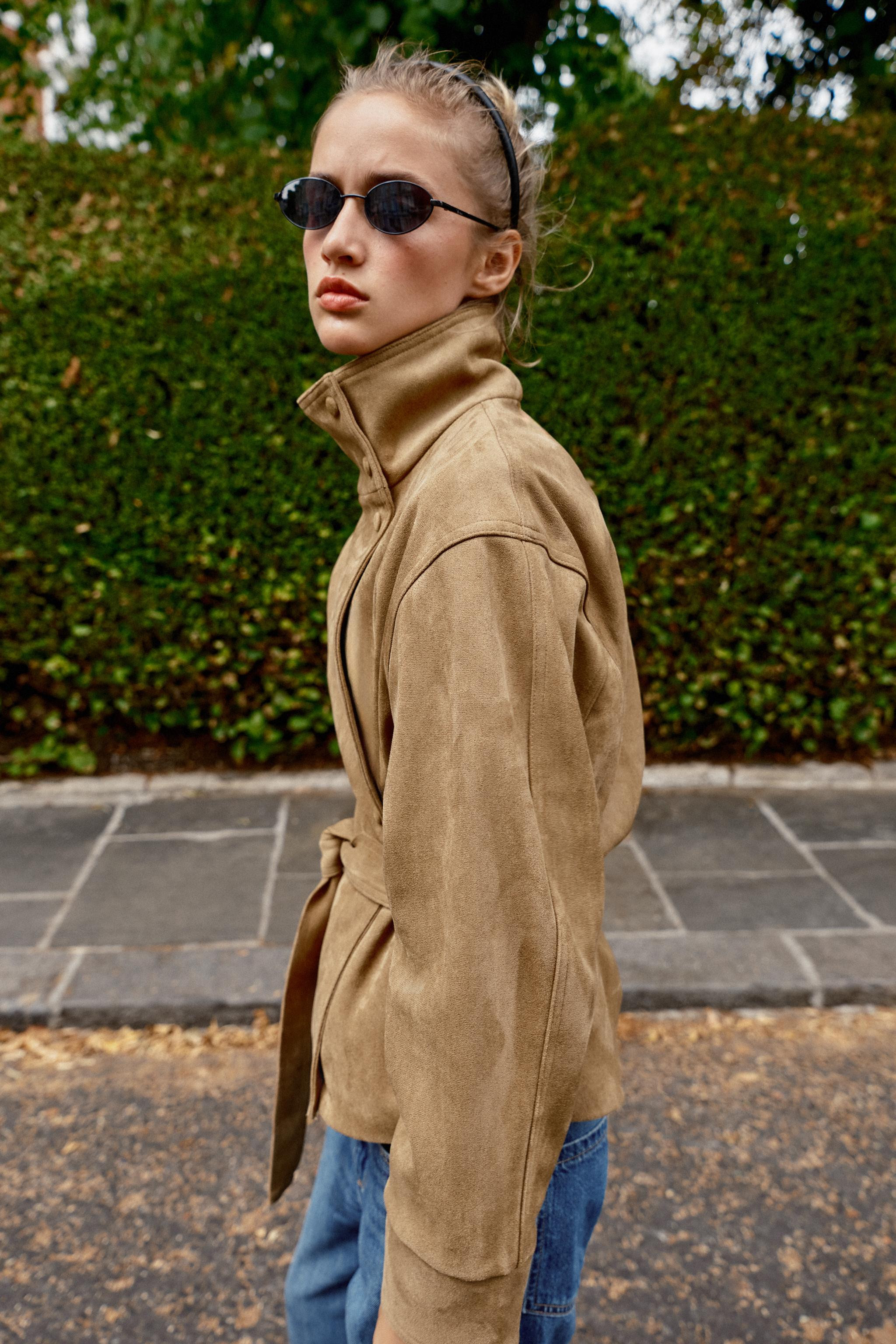 FAUX SUEDE BELTED JACKET | Zara US